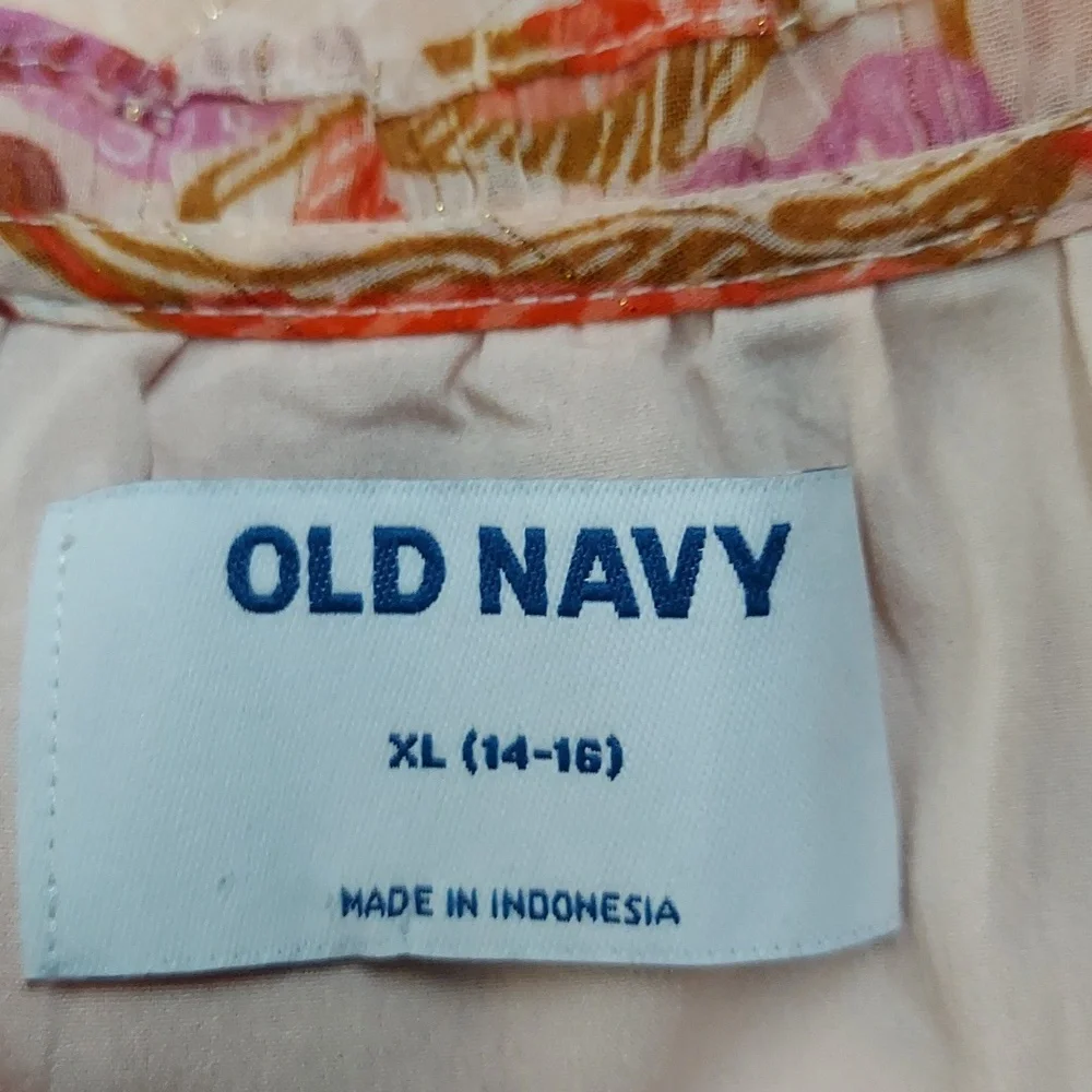 Old Navy Printed Long-Sleeve Tie-Front Tiered Swing Dress for Girls XLarge 14-16